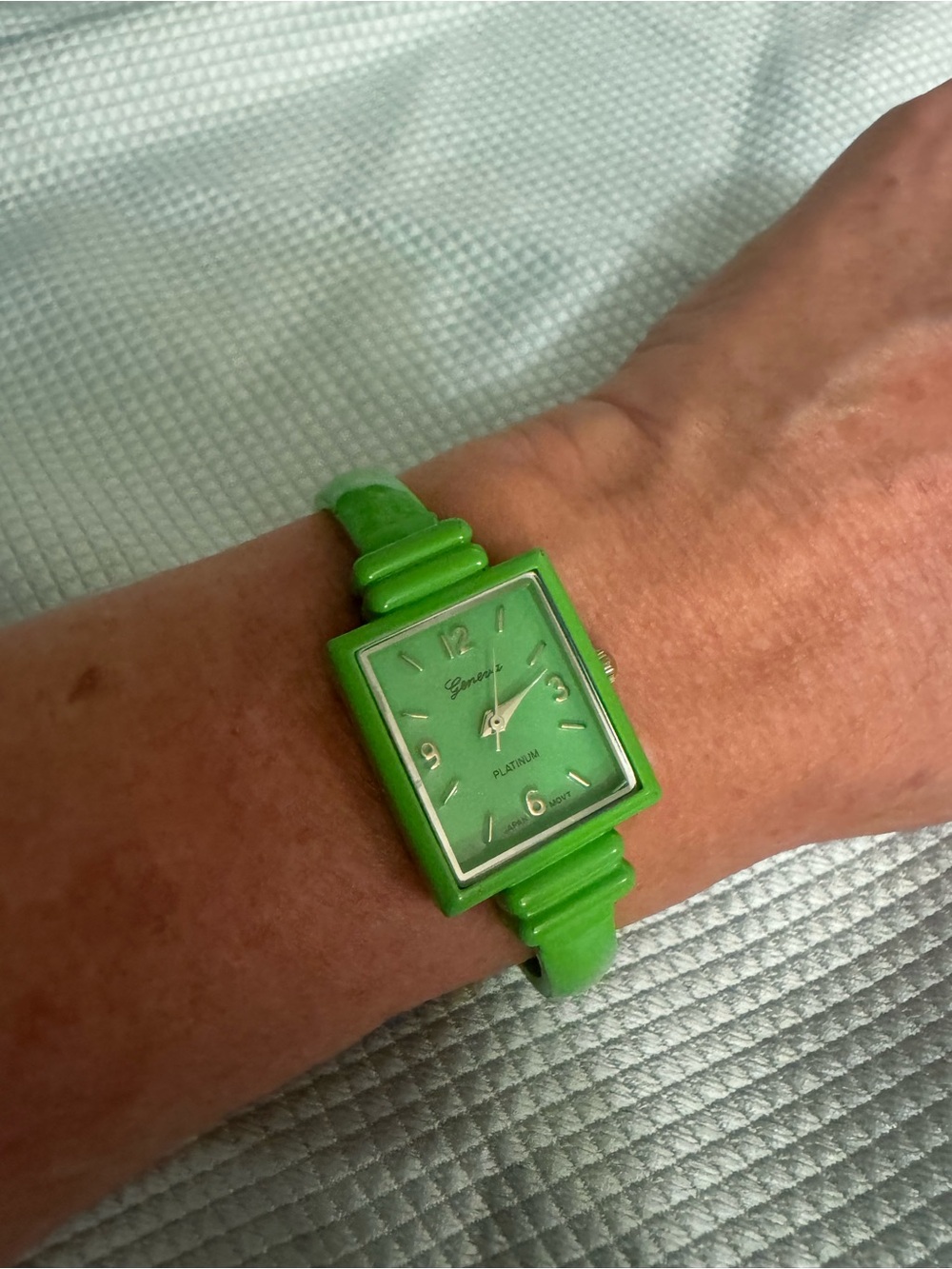 Geneva Lime Green Square Dial Women's Watch